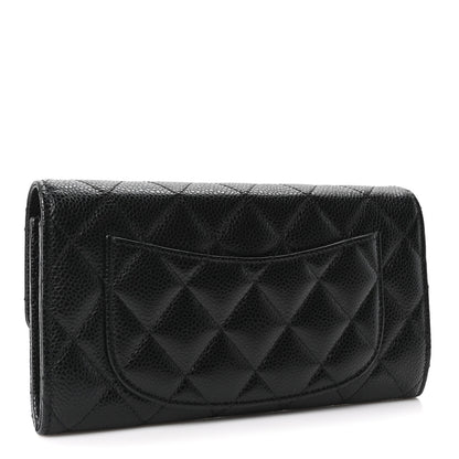 Chanel Caviar Quilted Large Gusset Flap Wallet Black 3 of 12