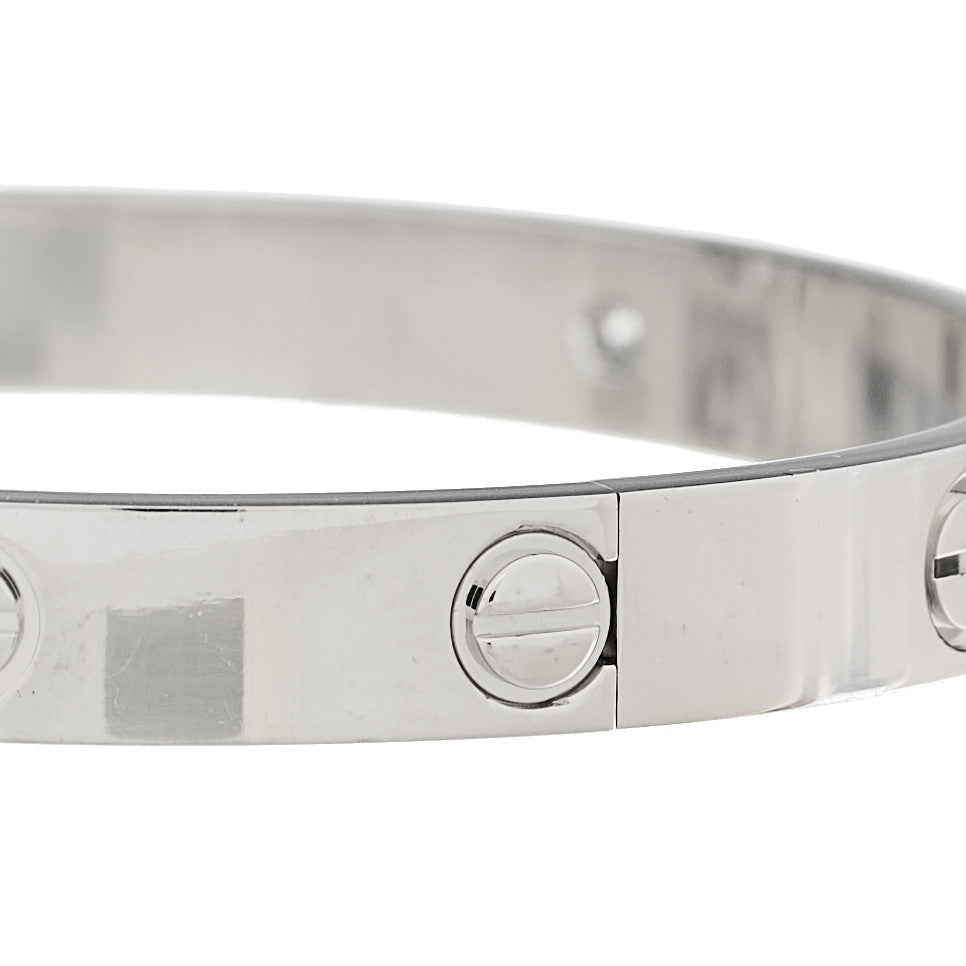 18K White Gold 4 Diamond LOVE Bracelet 17