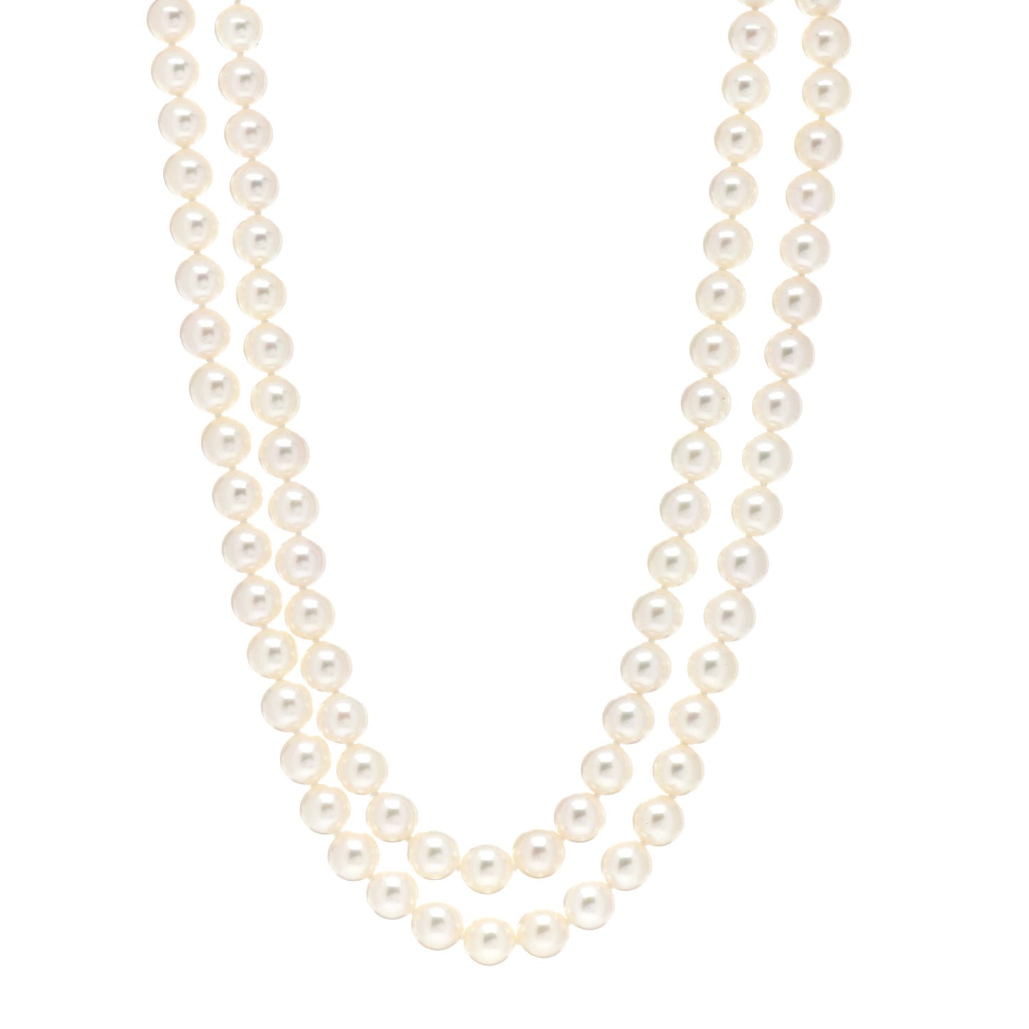 18K White Gold Akoya Pearl 8-8.5mm Double Strand Necklace