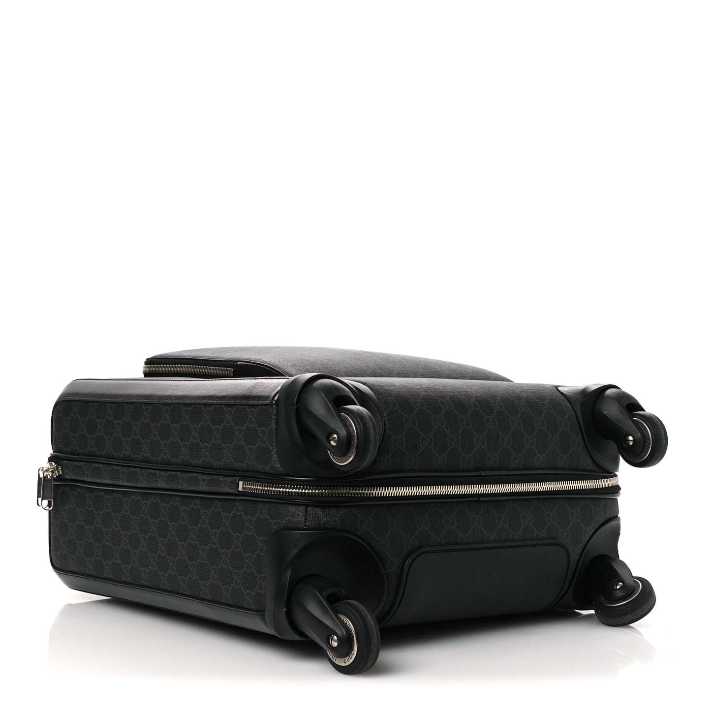 GG Supreme Monogram Four Wheel Suitcase Black Grey