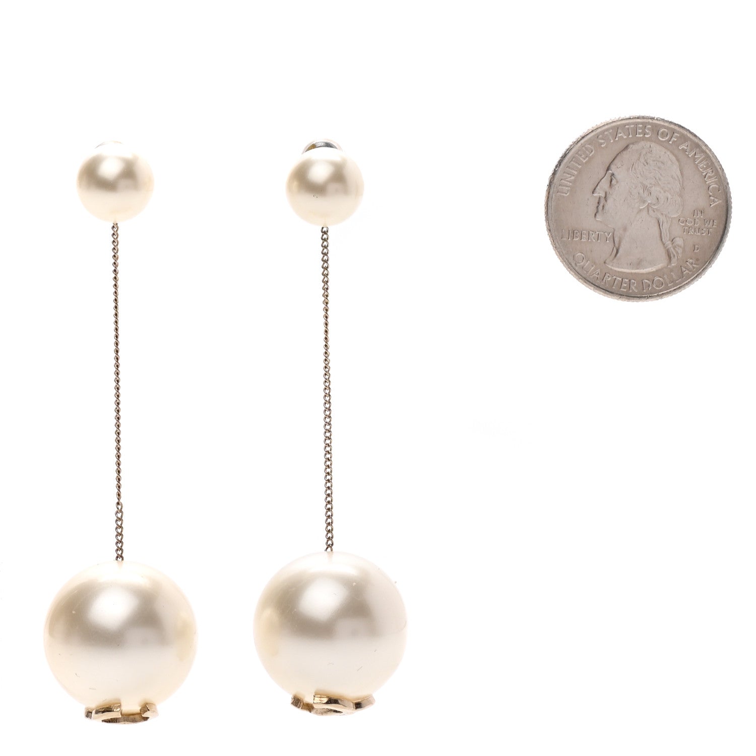 Chanel Pearl CC Dangle Earrings Gold 2 of 4