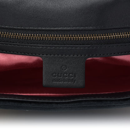 Gucci Velvet Matelasse Loved Embroidered Medium GG Marmont Shoulder Bag Black 8 of 9