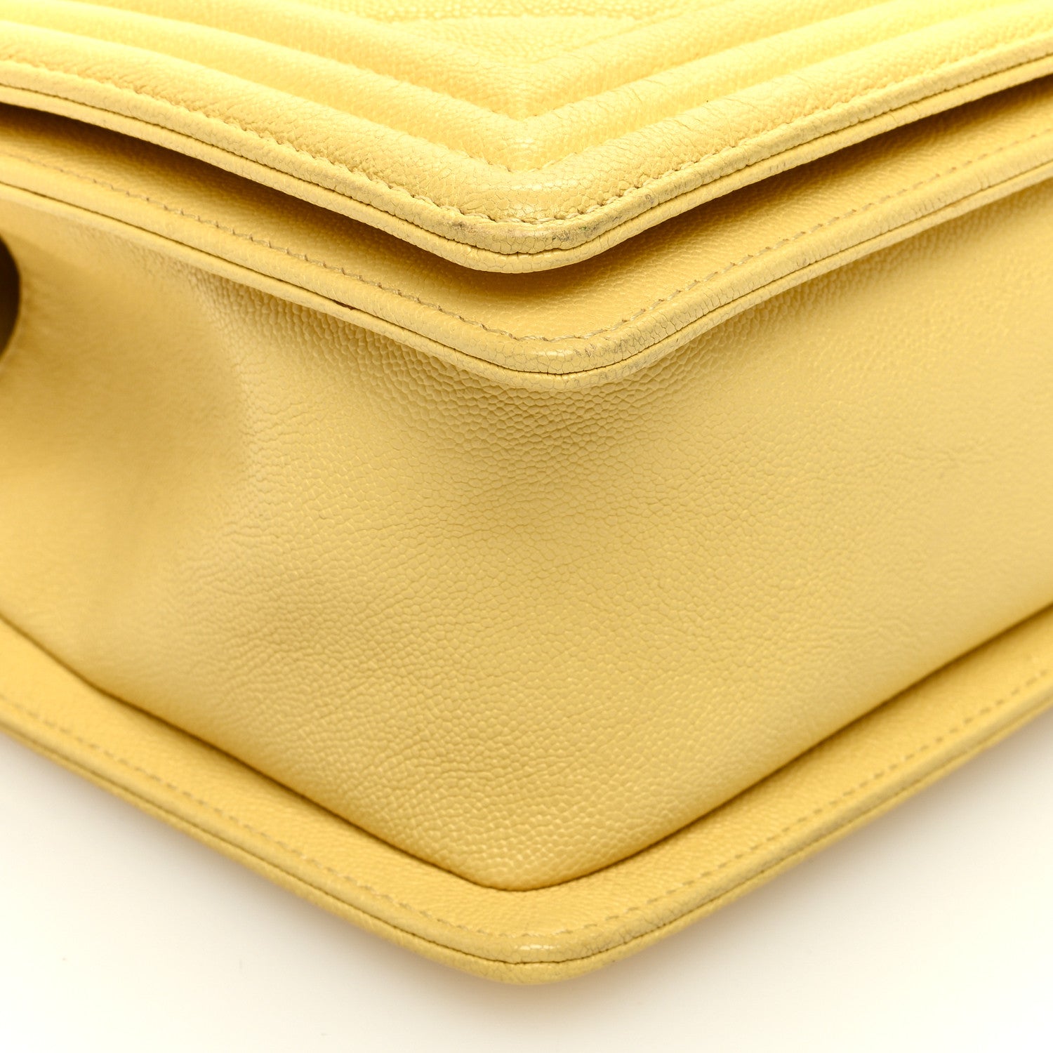 Chanel Caviar Chevron Quilted Medium Boy Flap Yellow 10 of 11
