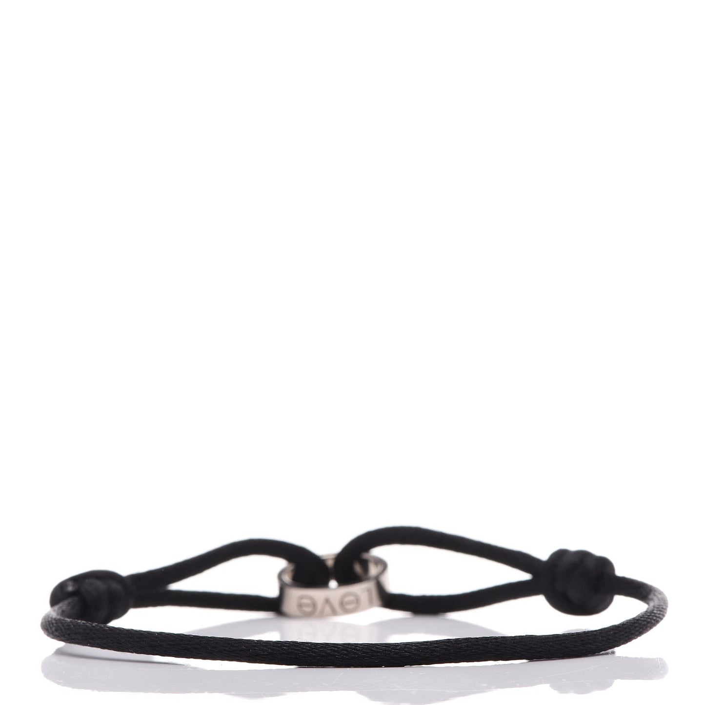 18K White Gold Charity LOVE Adjustable Cord Bracelet Black