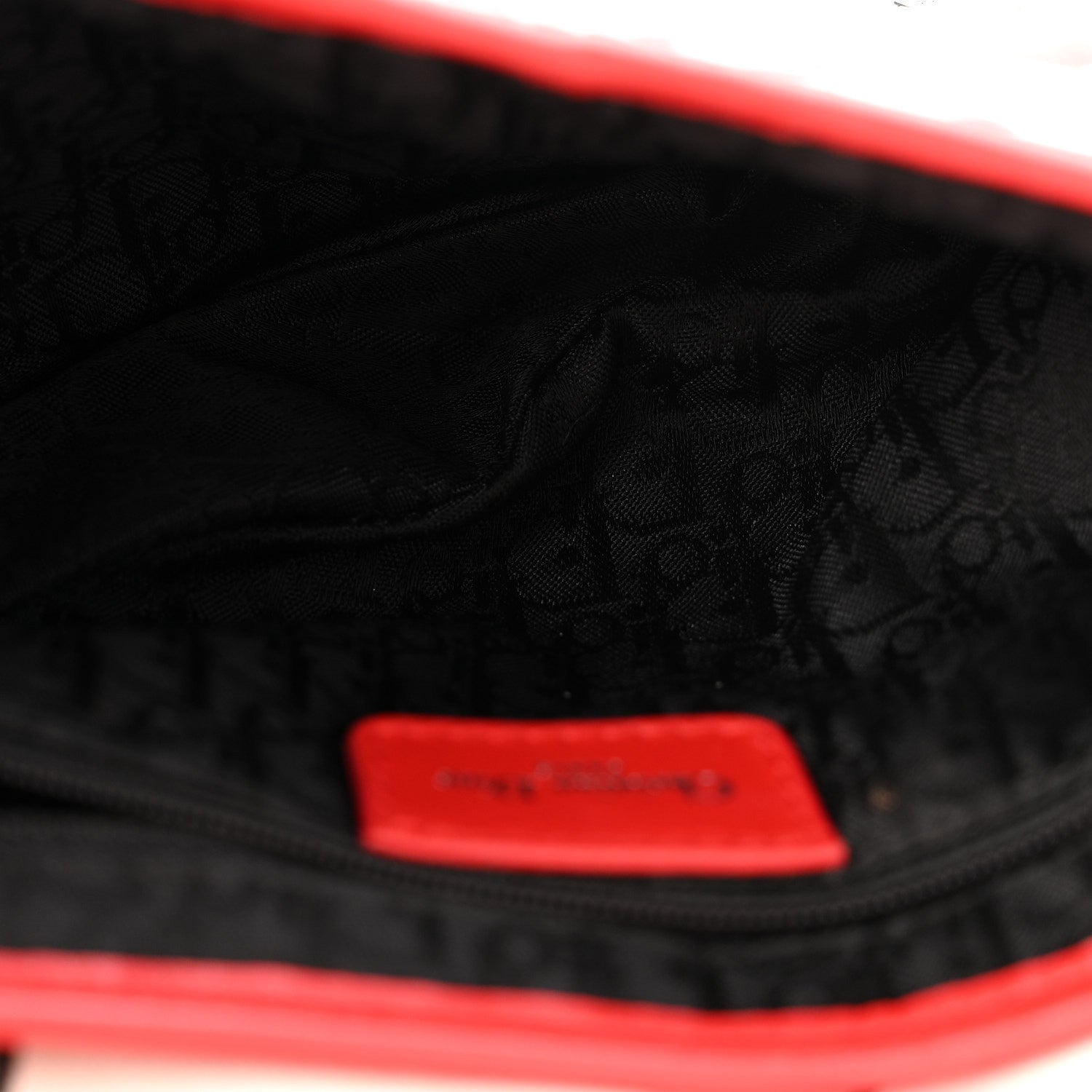 Christian Dior Canvas Hardcore Pierced Saddle Bag White Red Black 4 of 14