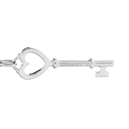 Tiffany 18K White Gold Diamond Medium Heart Key Pendant Necklace 4 of 7
