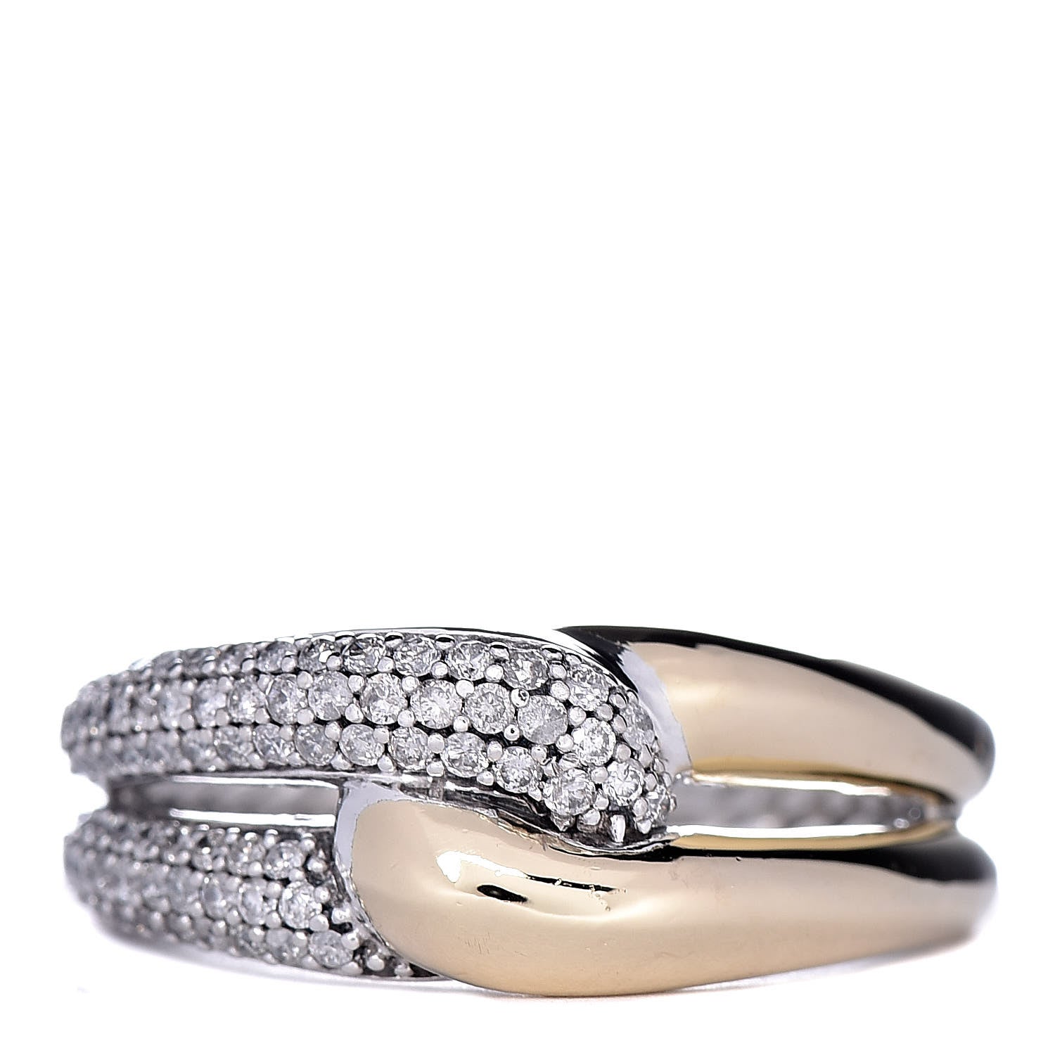 David Yurman Sterling Silver 18K Yellow Gold Diamond Pave Single Loop Labyrinth Ring 56 7.75 1 of 5