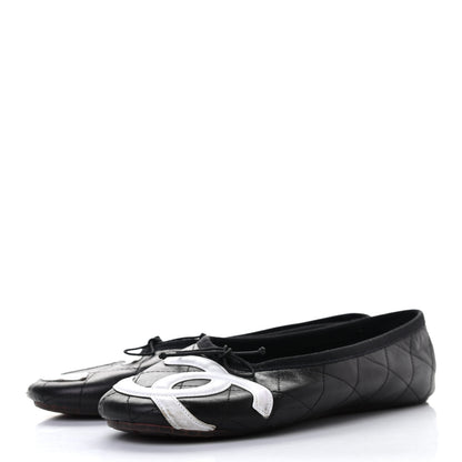 Chanel Lambskin Quilted Cambon Ballerina Flats 38 Black 3 of 8