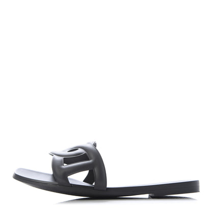 Hermes Rubber Aloha Sandals 40 Black 1 of 8