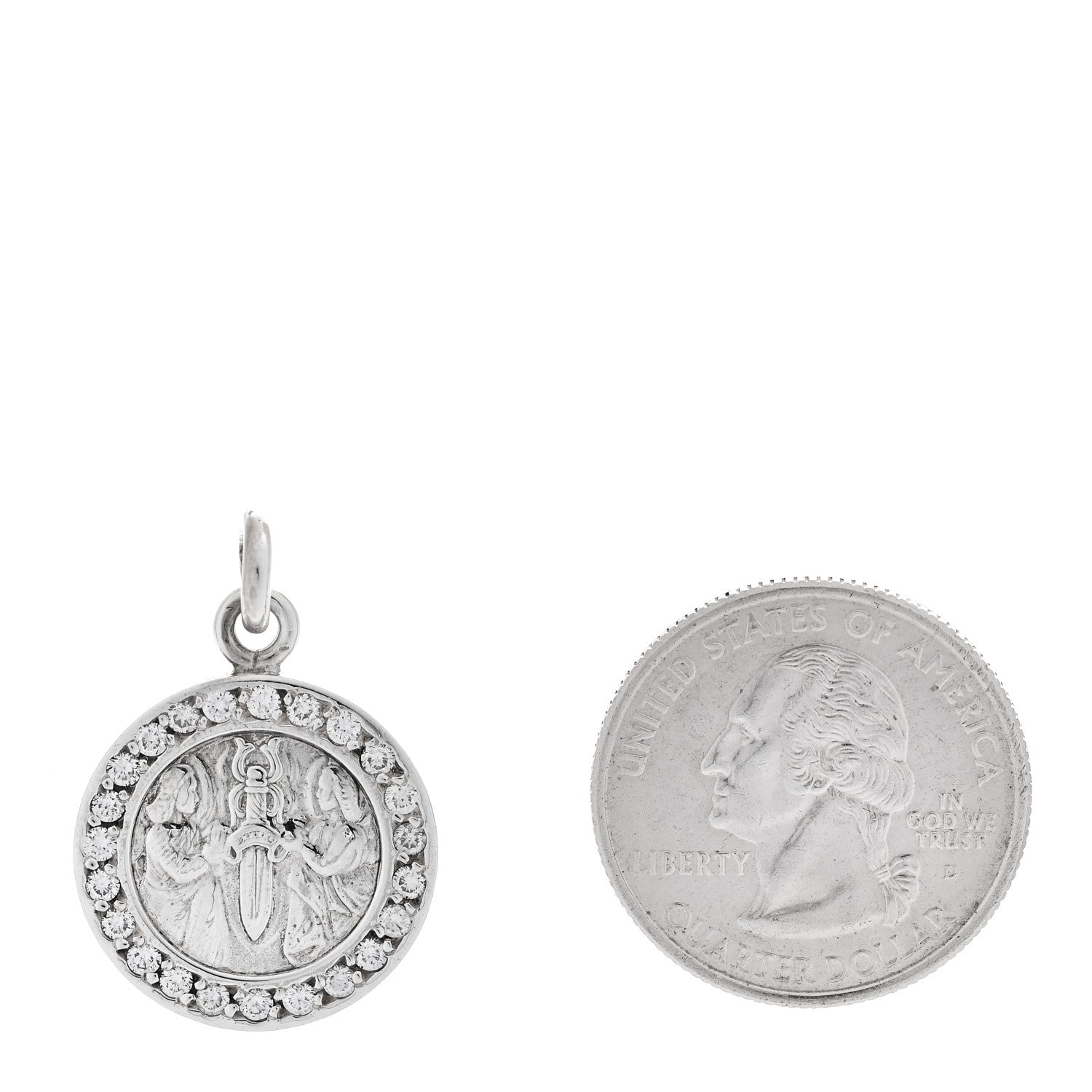 Chrome Hearts Sterling Silver Diamond Angel Dagger Charm Pendant 2 of 3