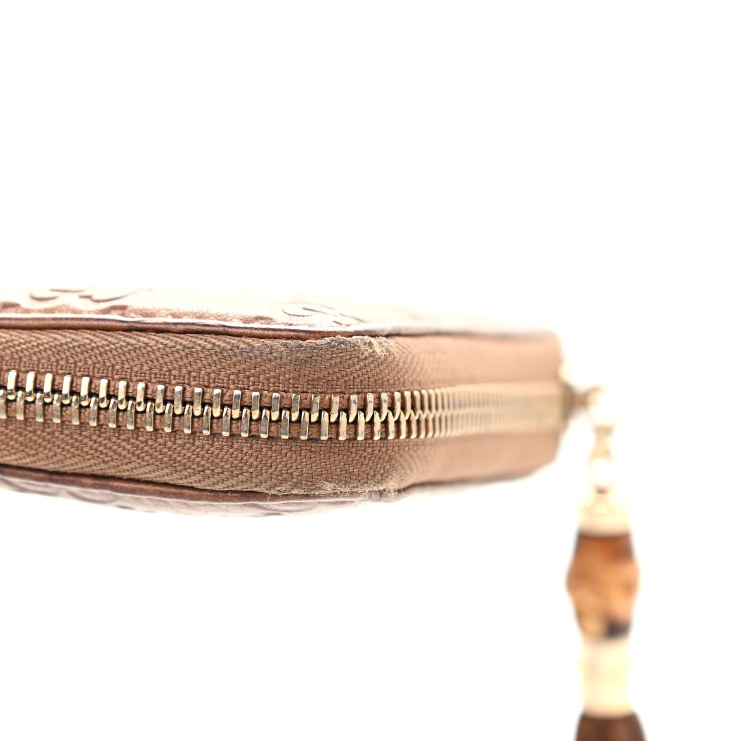 Guccissima Bamboo Tassel Zip Around Wallet Natural Brown