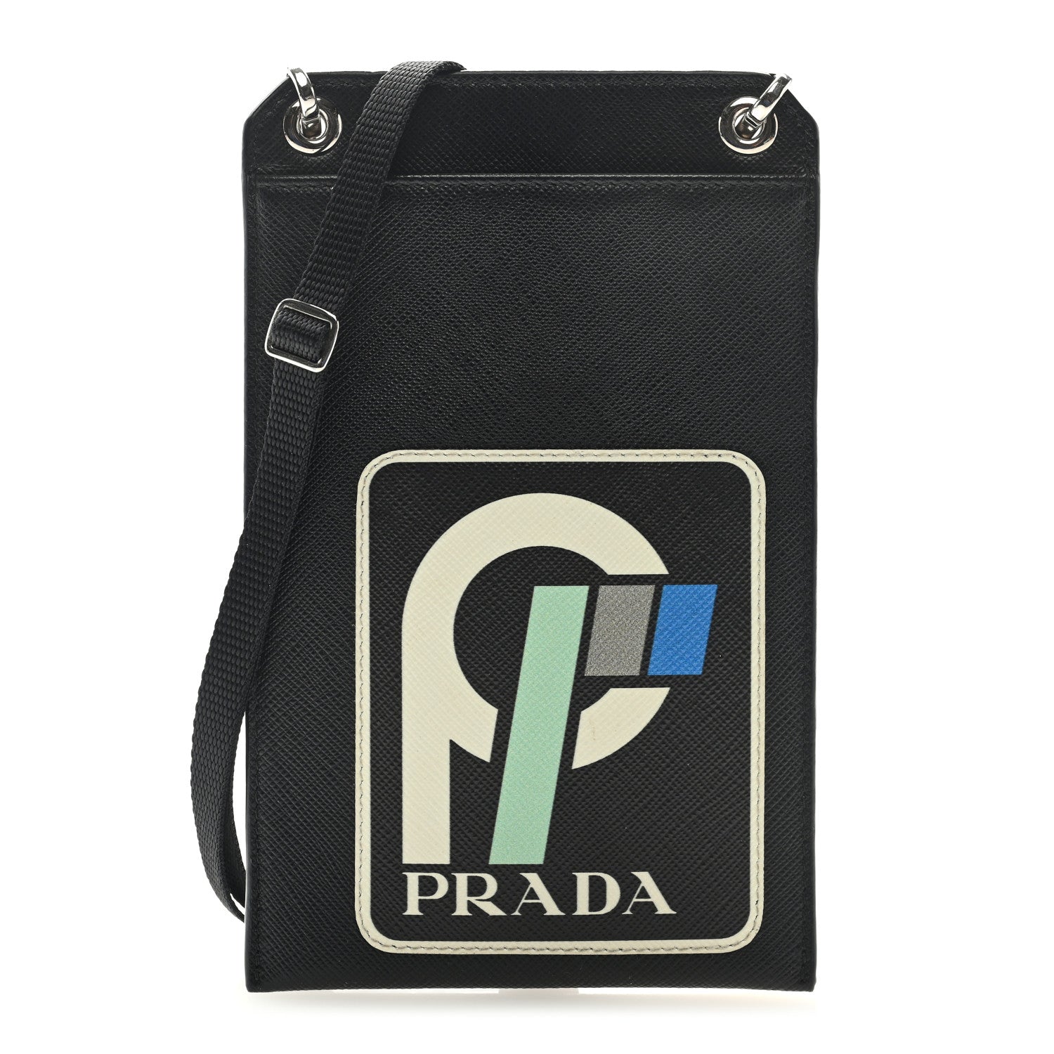 Prada Saffiano Patch Phone Case Pouch Black 1 of 8