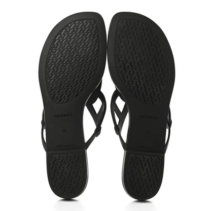 Hermes Rubber Womens Egerie Sandals 40 Black 5 of 9
