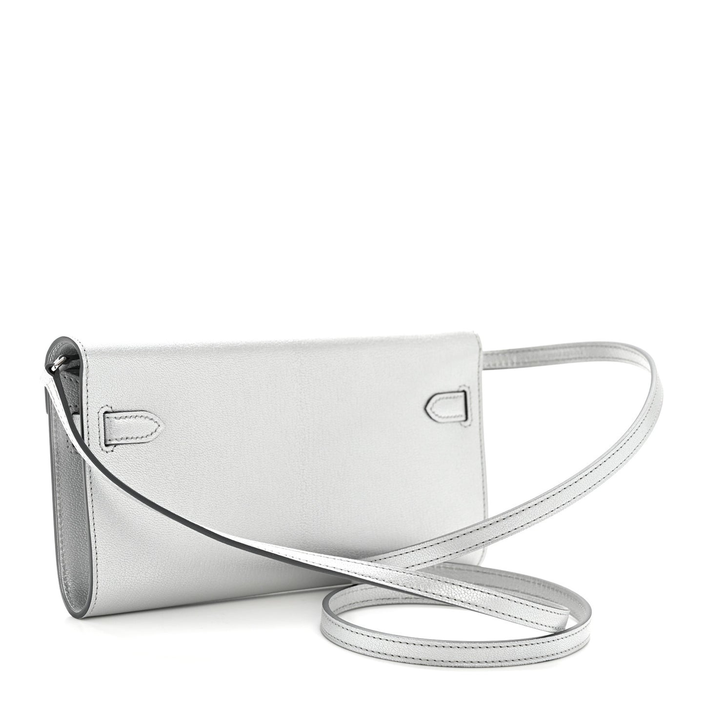Metallic Chevre Chamkilight Kelly Wallet To Go Argent