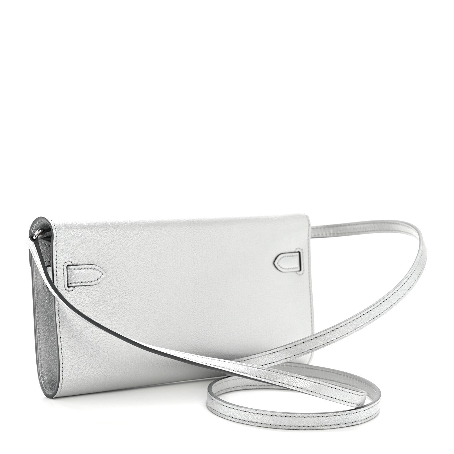 Hermes Metallic Chevre Chamkilight Kelly Wallet To Go Argent 3 of 10