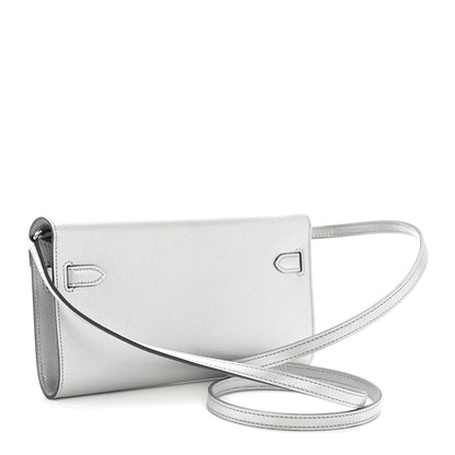 Hermes Metallic Chevre Chamkilight Kelly Wallet To Go Argent 3 of 10