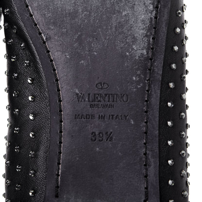 Valentino Garavani Nappa Crystal Studded Rockstud Cross Strap Ballerina Flats 39.5 Black 8 of 11