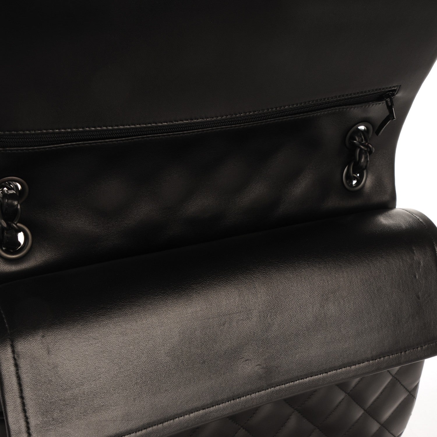 Chanel Lambskin Quilted Jumbo Double Flap So Black 9 of 9