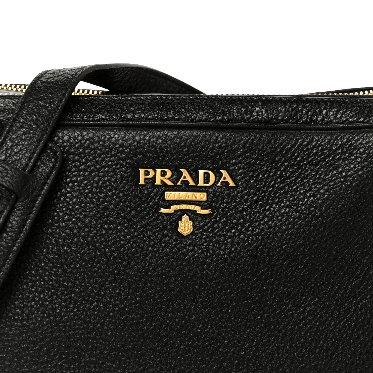 Prada Vitello Daino Medium Double Zip Shoulder Bag Black 1889230