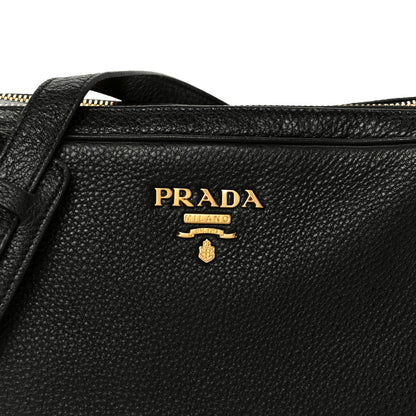 Prada Vitello Daino Medium Double Zip Shoulder Bag Black 9 of 11
