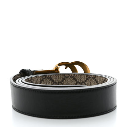 Gucci GG Supreme Monogram Plutone Calfskin Double G Reversible 30mm Belt 110 44 Beige Ebony Black 3 of 8