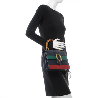 Gucci Moon Calfskin Bamboo Web Medium Dionysus Top Handle Bag Blue Emerald Hibiscus Red 3 of 10