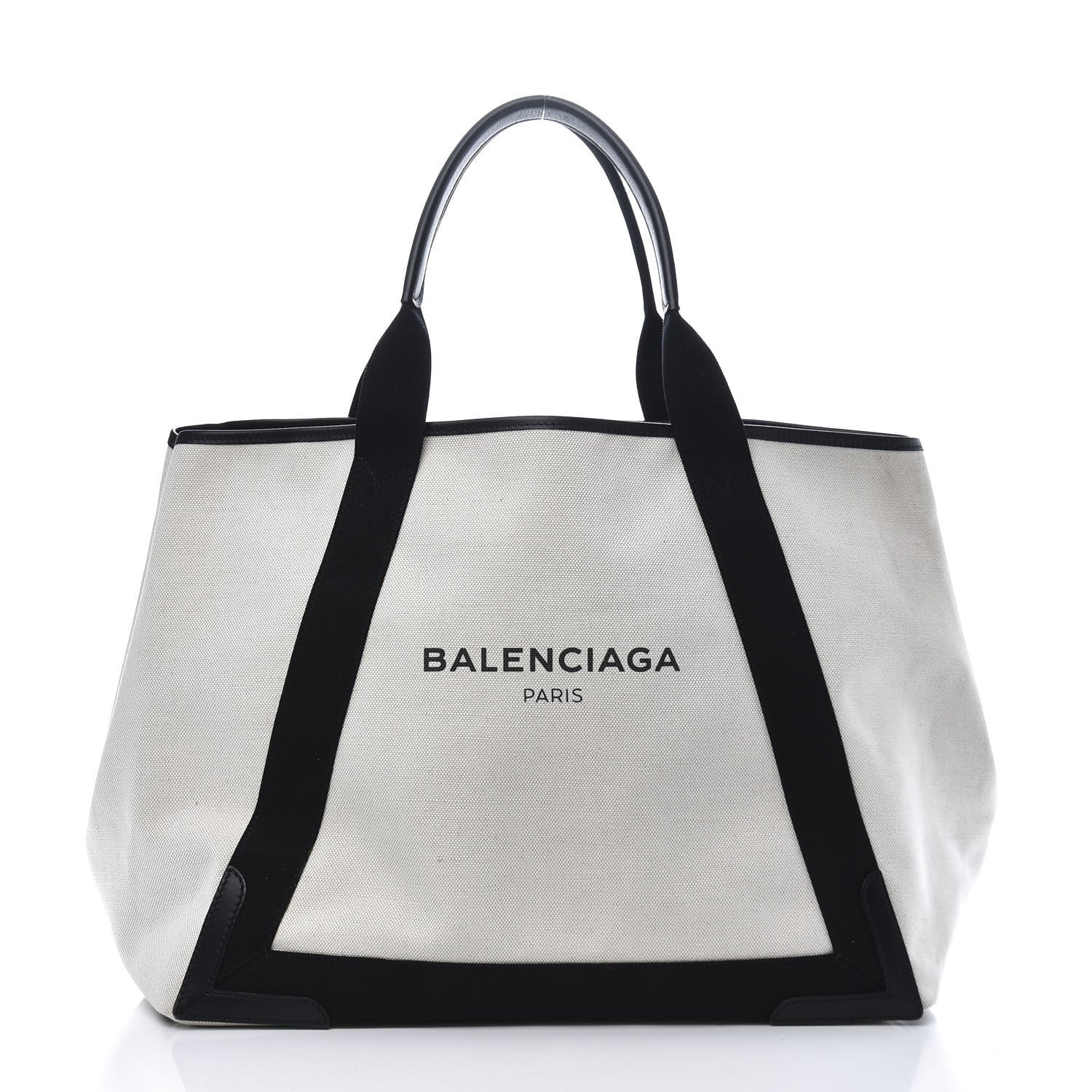 Balenciaga Cotton Canvas Calfskin M Navy Cabas Natural Black 3 of 13