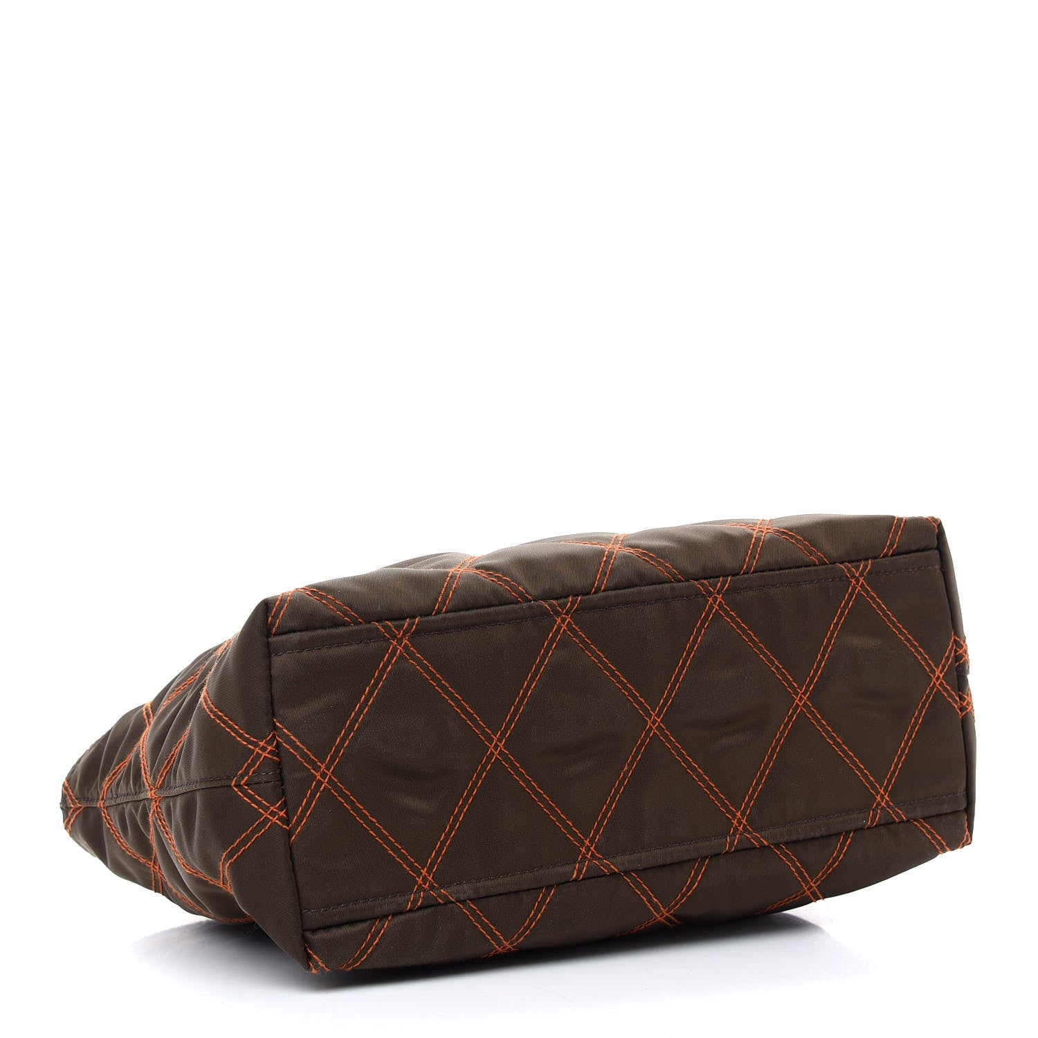 Prada Nylon Tessuto Impuntu Quilted Shopper Tote Brown Orange 4 of 8