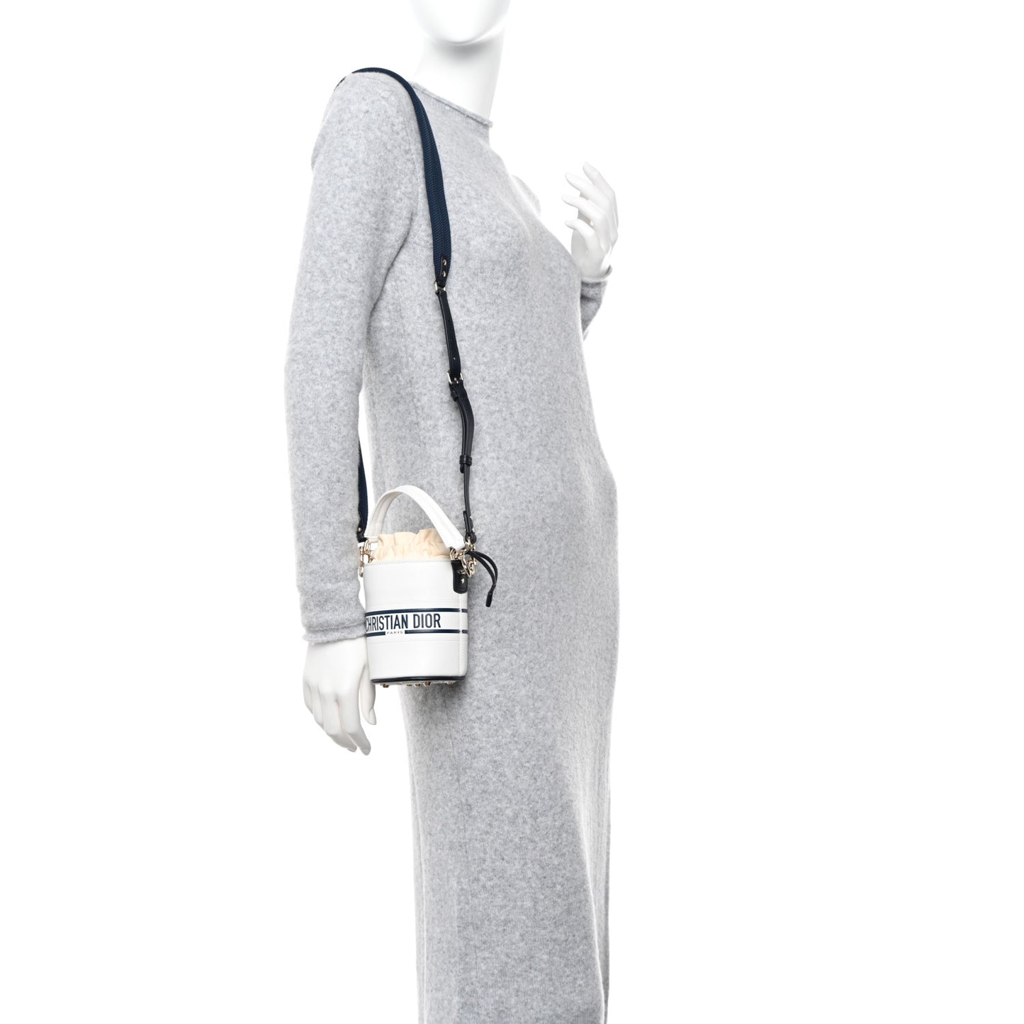 Calfskin Small Dior Vibe Bucket White Blue