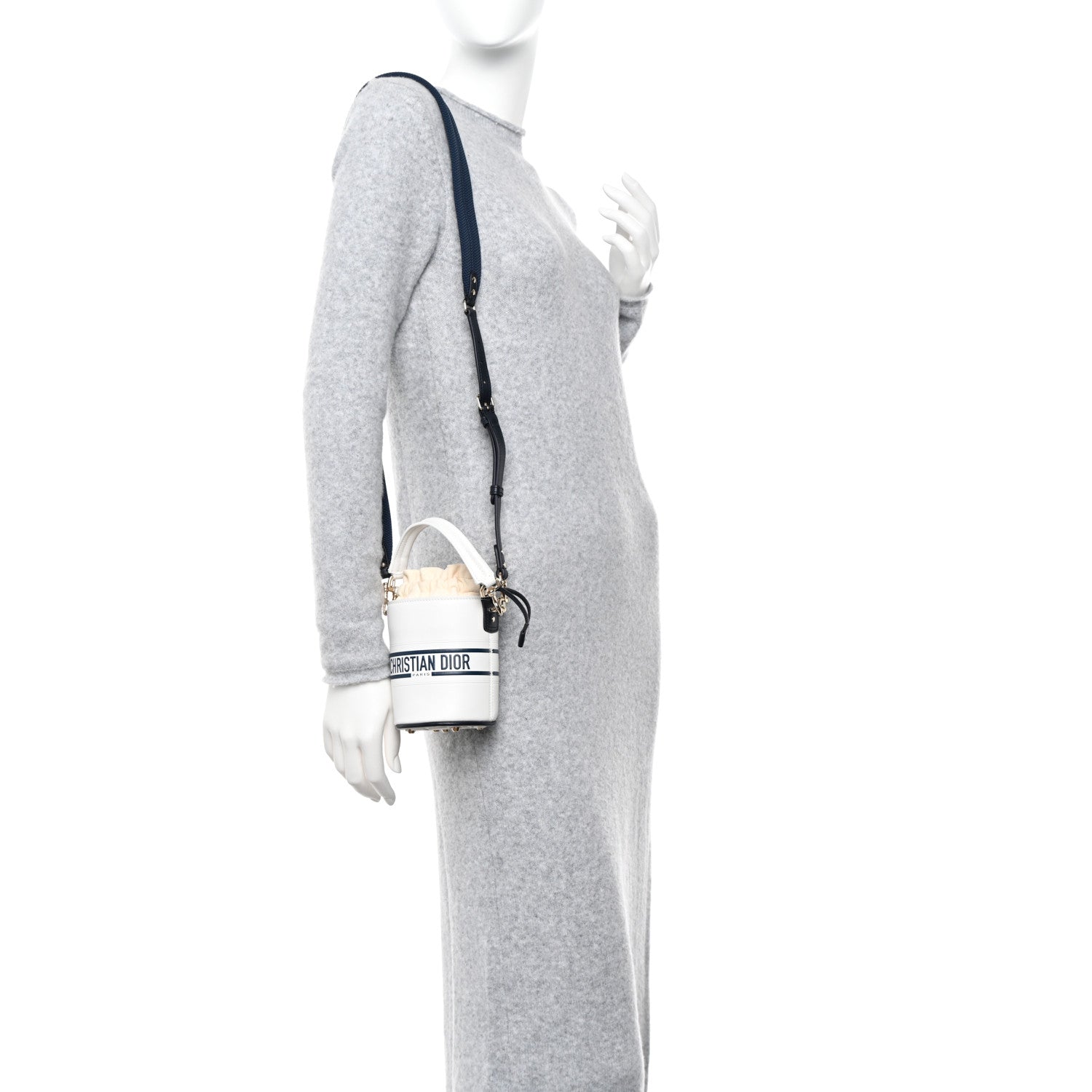 Christian Dior Calfskin Small Dior Vibe Bucket White Blue 2 of 9