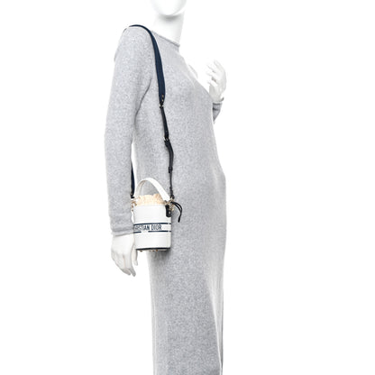 Christian Dior Calfskin Small Dior Vibe Bucket White Blue 2 of 9