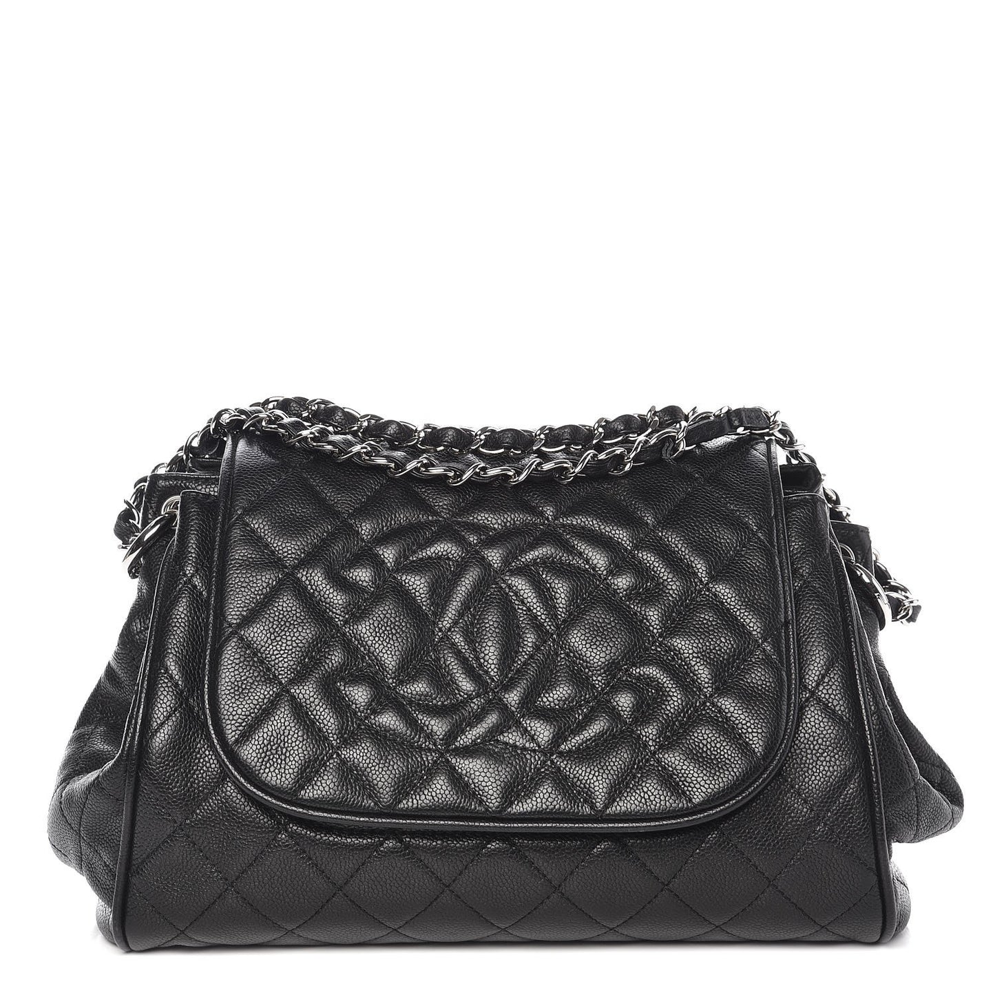 Caviar Quilted Timeless Accordion Flap Black
