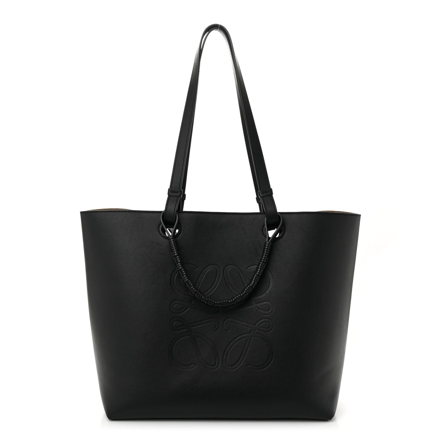 Canvas Calfskin Medium Anagram Tote Black