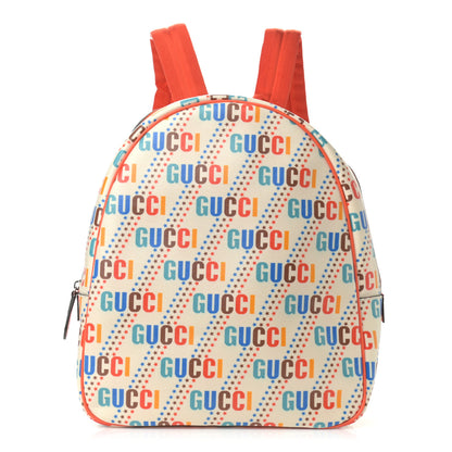 Gucci Coated Canvas Logo Star Print Childrens Dome Backpack Beige Multicolor Vibrant Orange 1 of 10