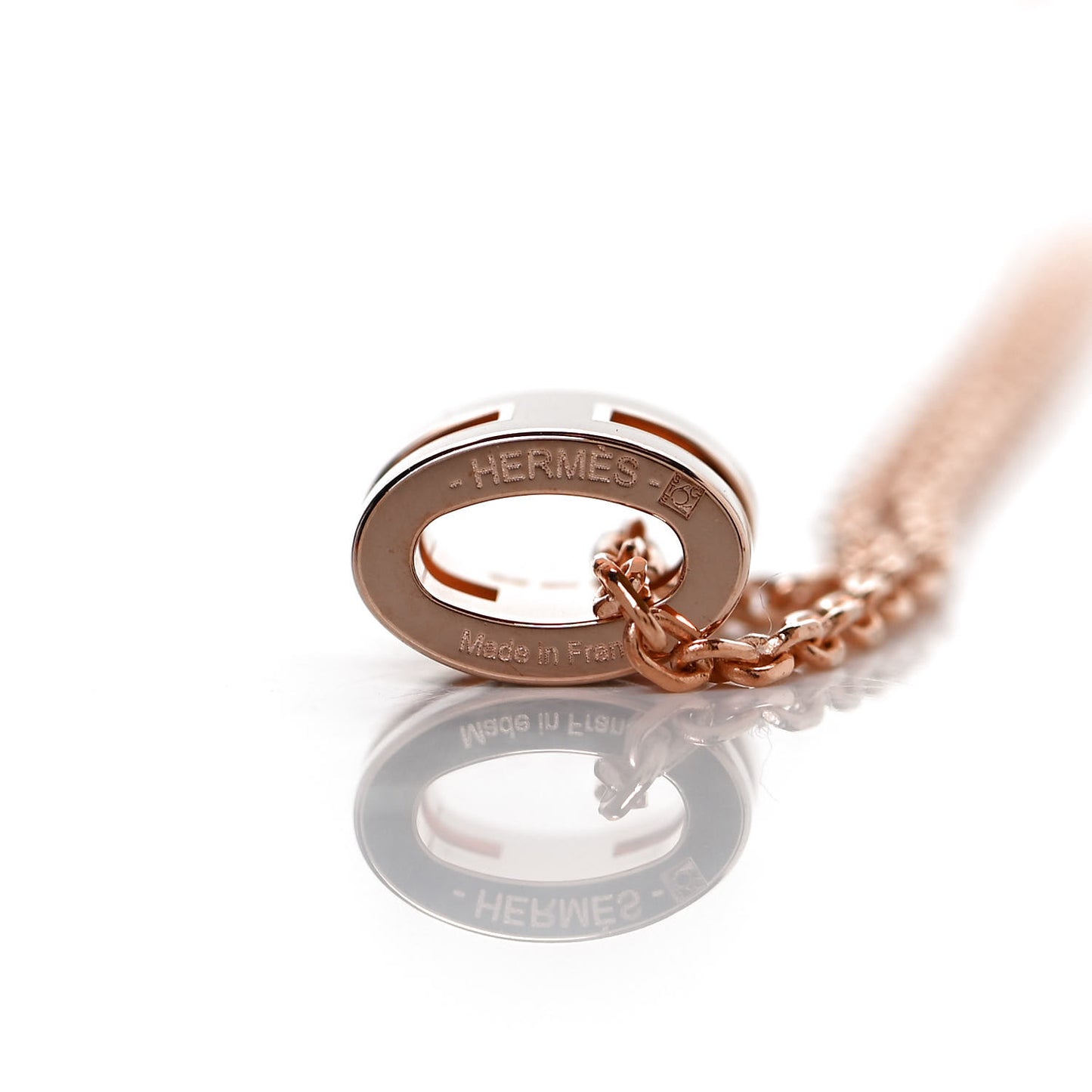 Lacquered Rose Gold Mini Pop H Pendant Necklace Marron Glace