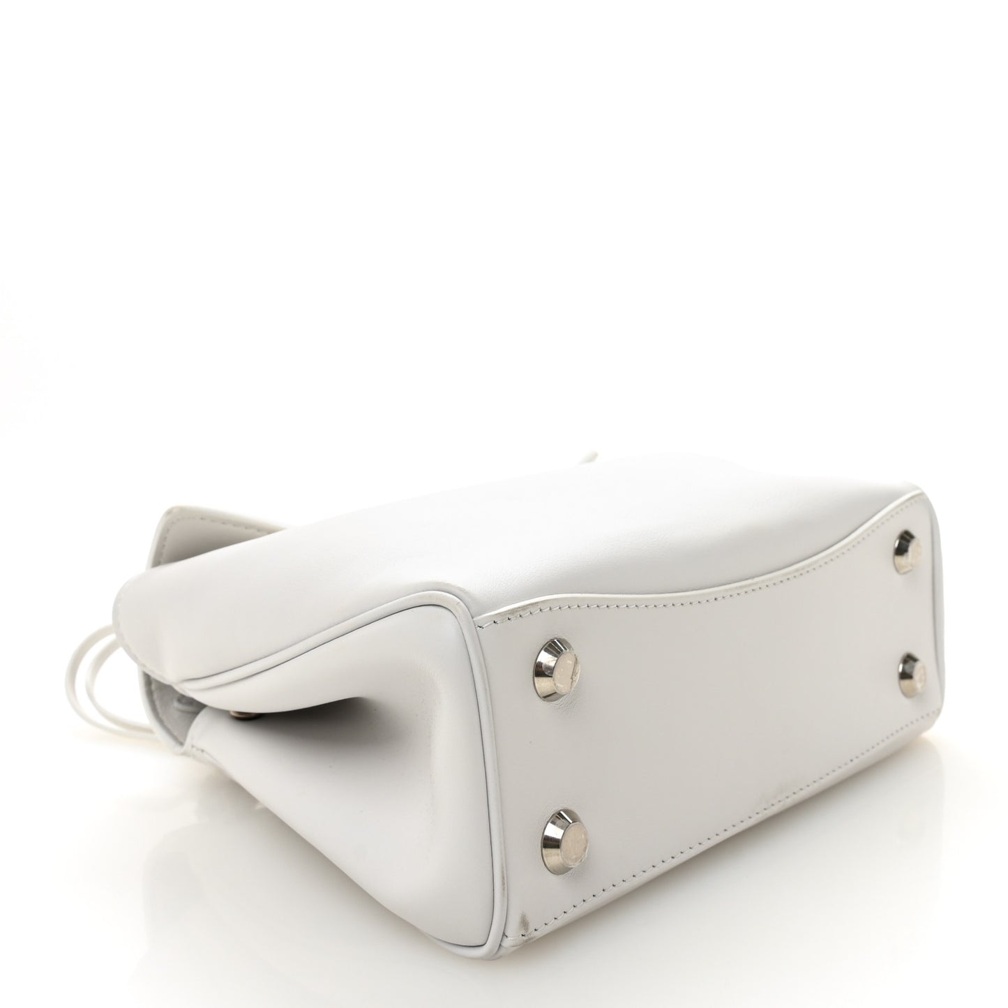 Natural Smooth Calfskin Mini Rodeo Top Handle Handbag Optic White