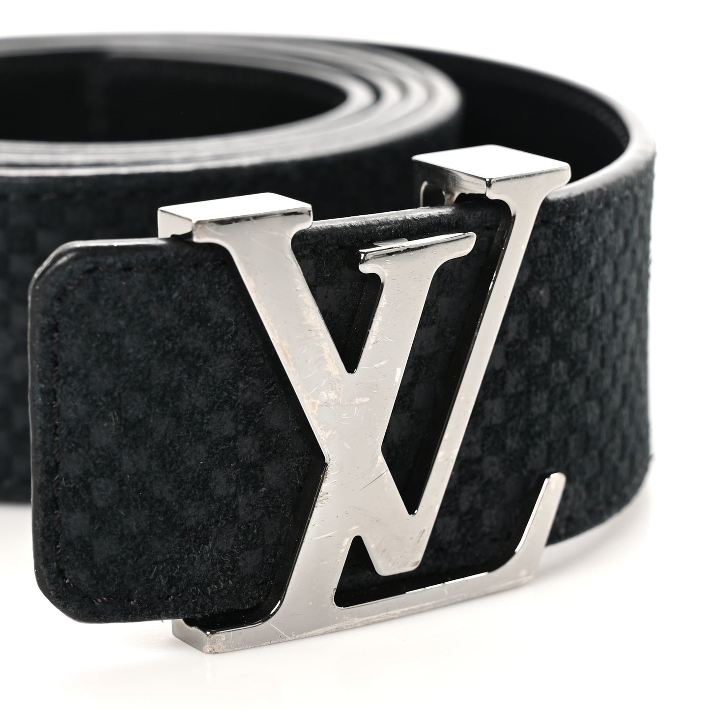 Suede Calfskin Mini Damier 40mm LV Initiales Belt 105 42 Black