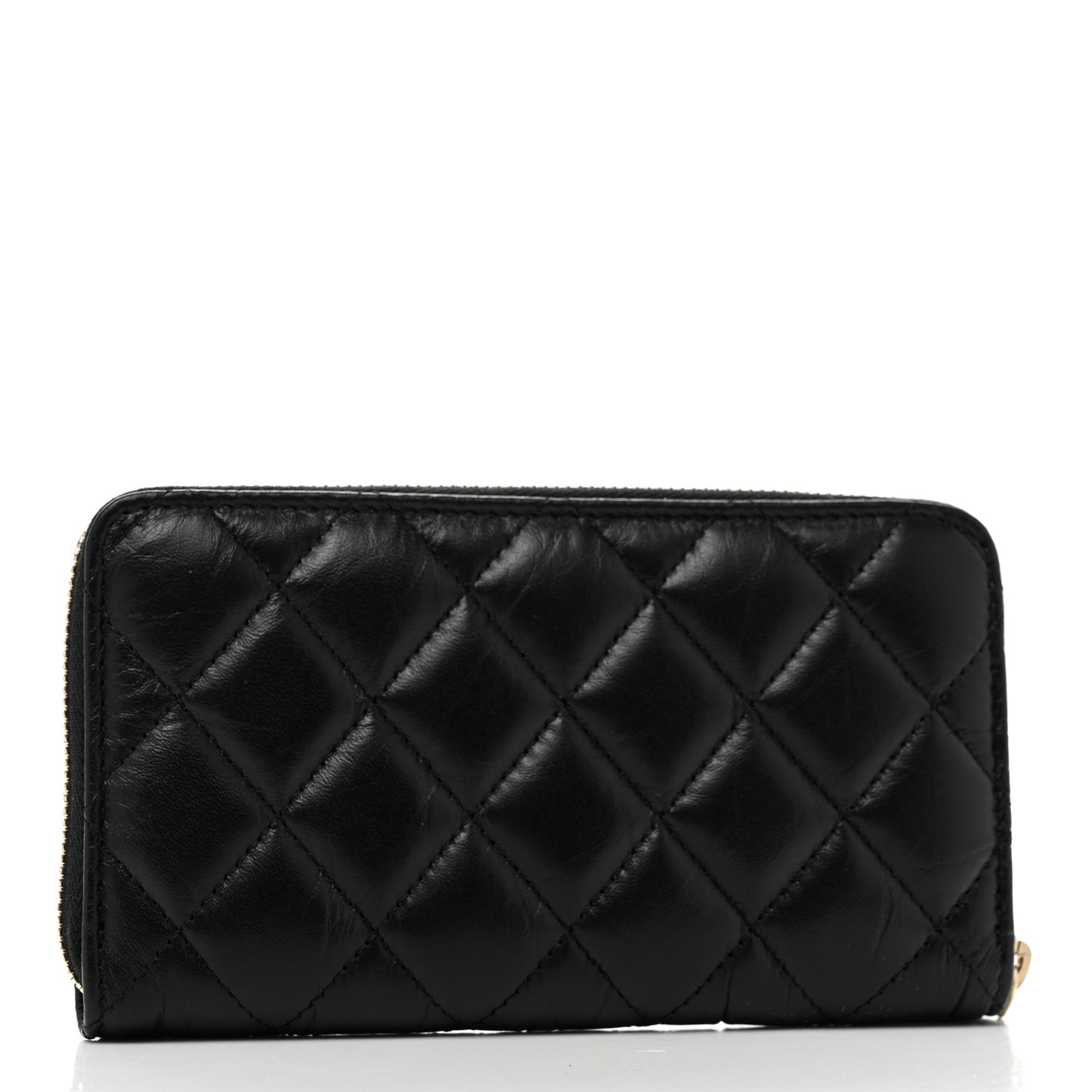 Aged Calfskin Quilted Small New York Charms 2.55 Reissue Zip Around Wallet Black