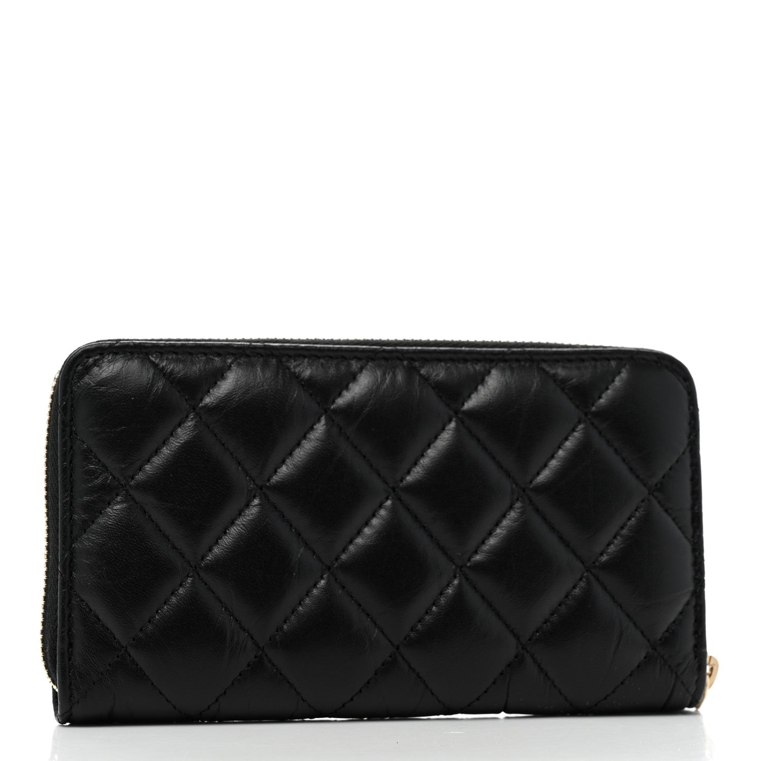 Chanel Aged Calfskin Quilted Small New York Charms 2.55 Reissue Zip Around Wallet Black 2 of 8