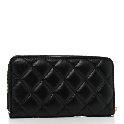 Chanel Aged Calfskin Quilted Small New York Charms 2.55 Reissue Zip Around Wallet Black 2 of 8
