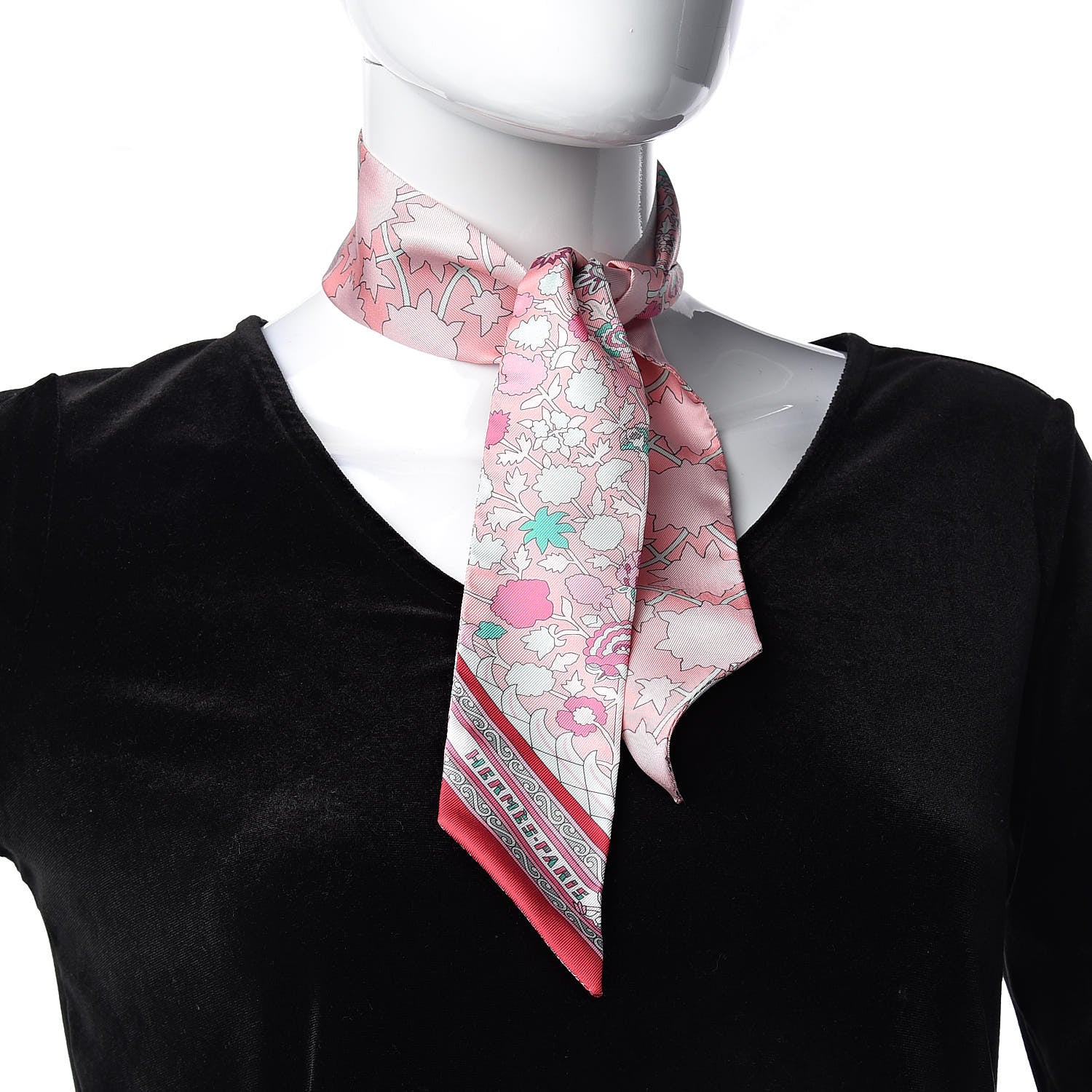 Hermes Silk Tapis Persans Twilly Rose Vert De Eau Creme 2 of 4