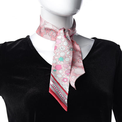 Hermes Silk Tapis Persans Twilly Rose Vert De Eau Creme 2 of 4