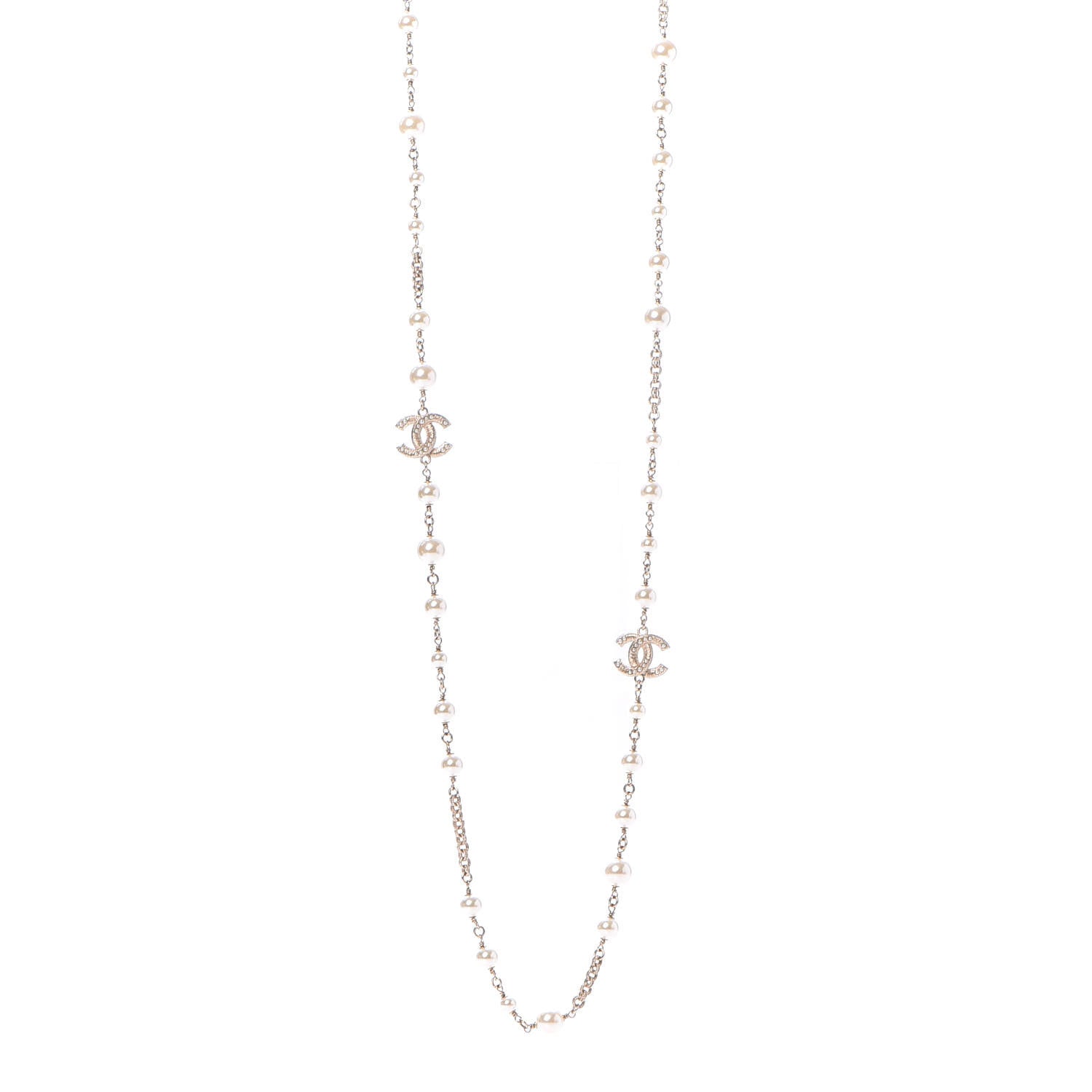 Chanel Pearl CC Necklace Light Gold 1 of 6