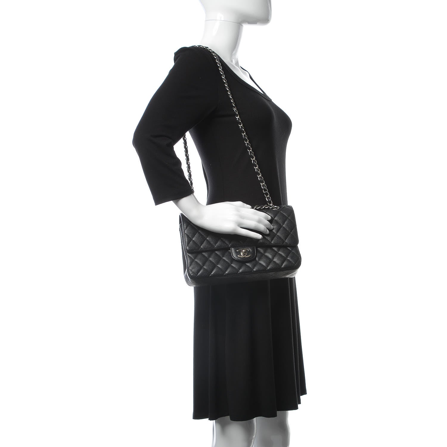 Chanel Caviar Quilted Medium Double Flap Black 2 of 9