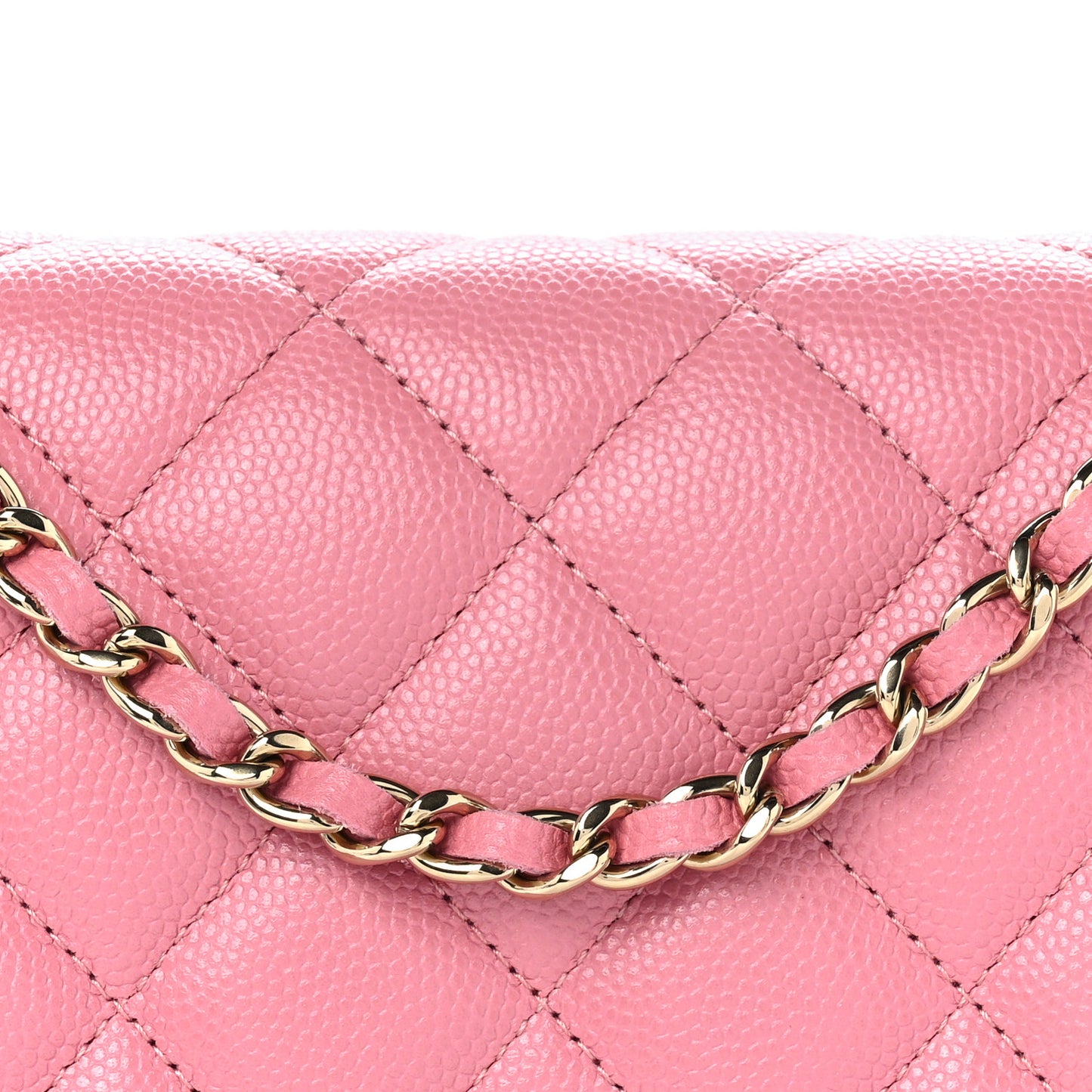 Caviar Quilted Wallet on Chain WOC Pink