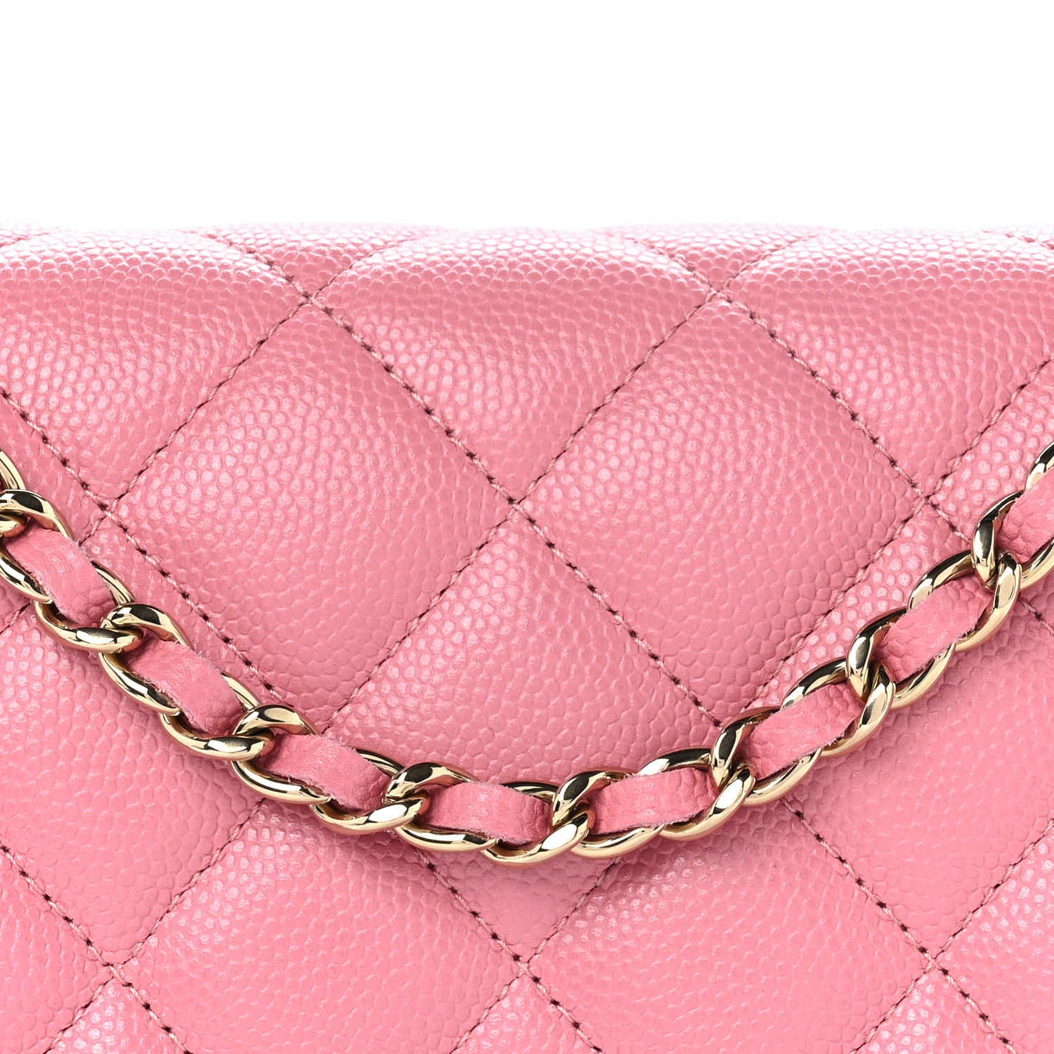 Chanel Caviar Quilted Wallet on Chain WOC Pink 9 of 11