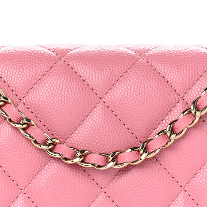 Chanel Caviar Quilted Wallet on Chain WOC Pink 9 of 11
