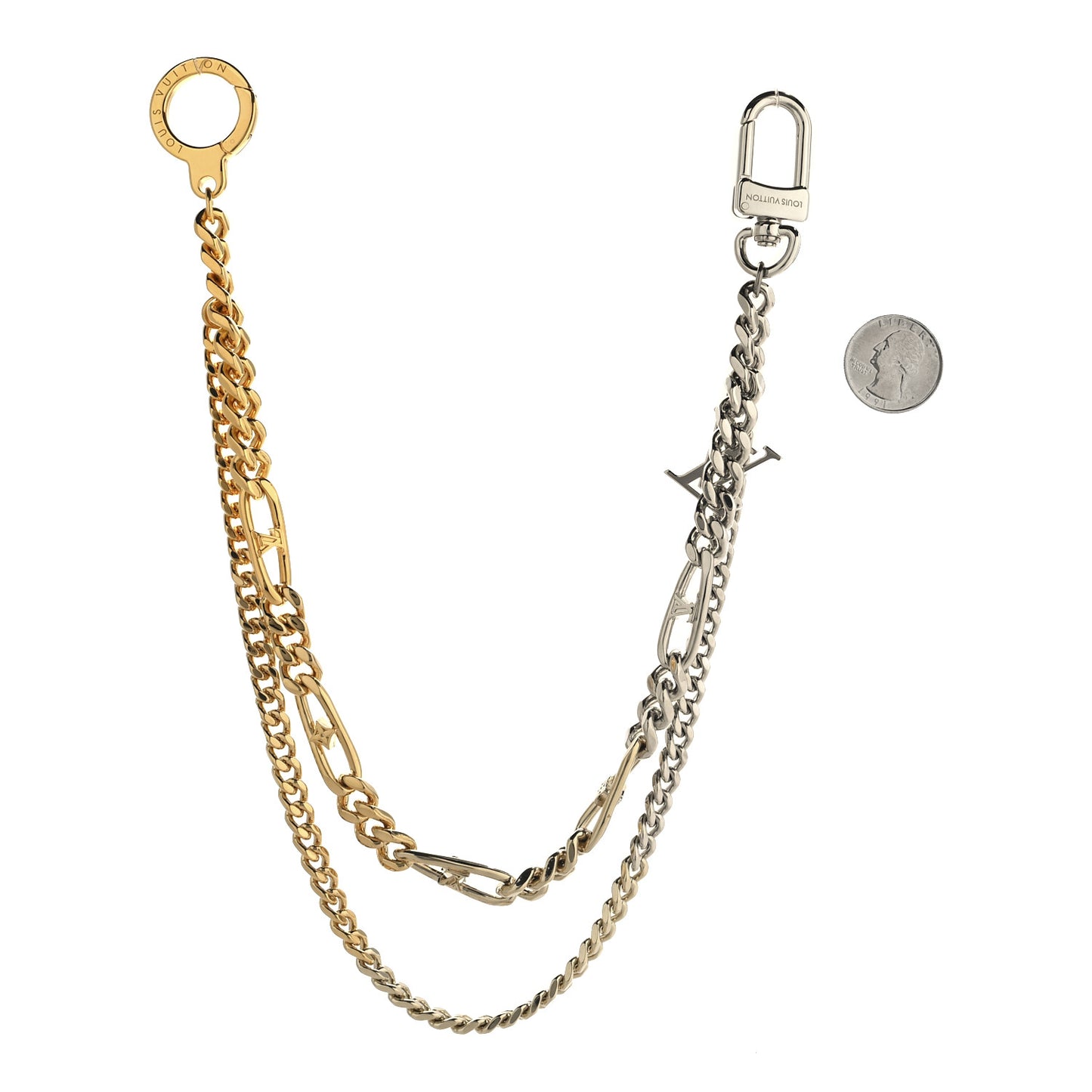 Metal LV Figaro Chain Belt Gold Silver