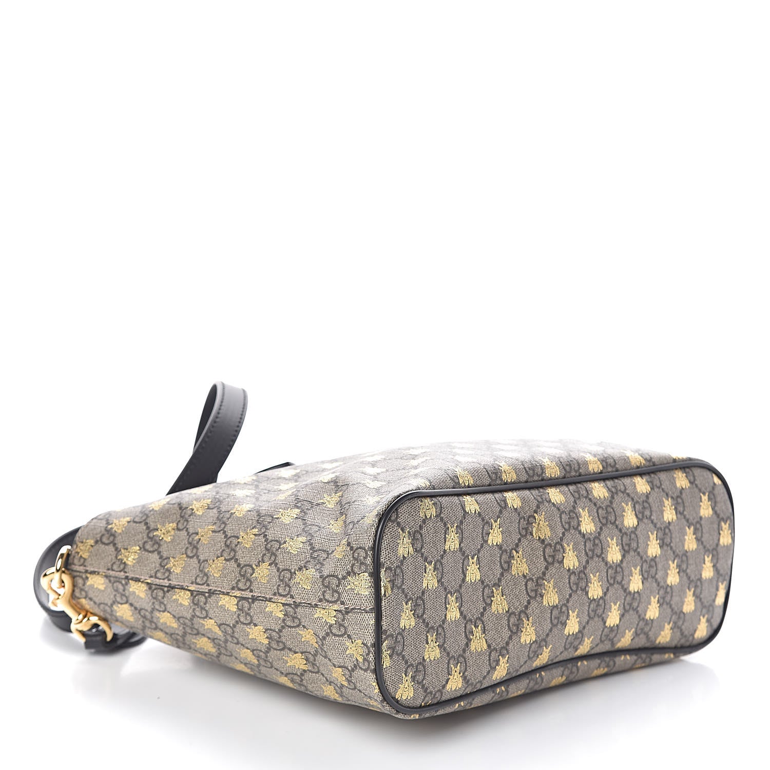 Gucci Soft GG Supreme Monogram Bees Small Crossbody Tote Beige Oro Black 4 of 10