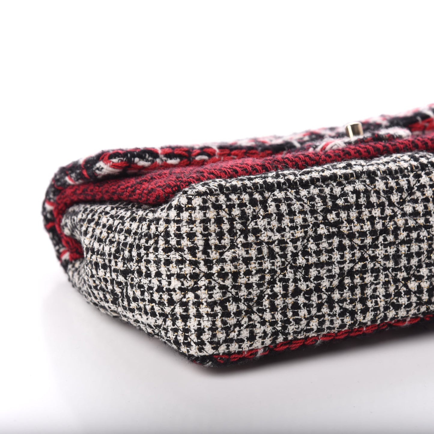 Tweed Quilted Medium Single Flap Red Black White